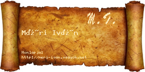 Méri Iván névjegykártya